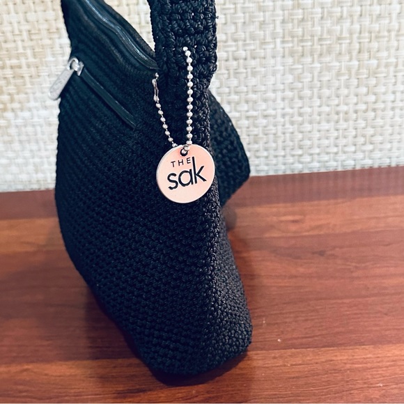 VTG 2000s Black The Sak Crochet Shoulder Bag #2 - Picture 9 of 12